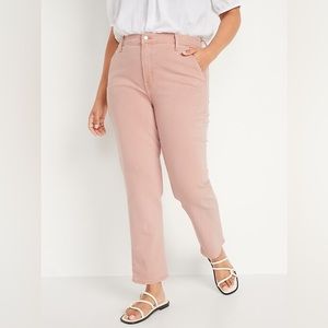 Old Navy Curvy Extra High-Waisted Button-Fly Sky-Hi Straight Pop-Color Workwear